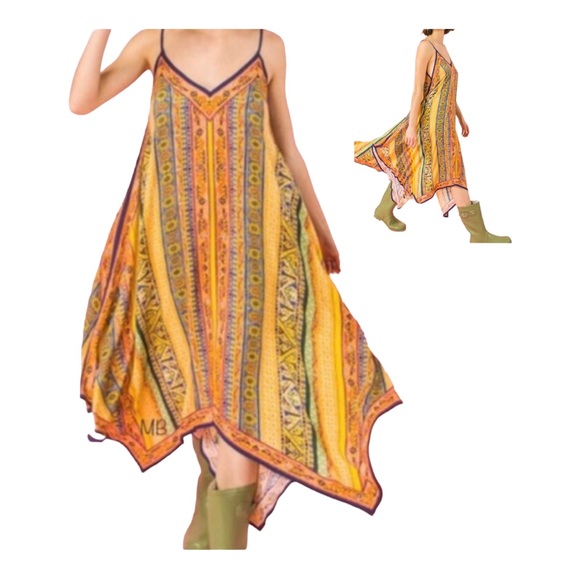 Bohemian Multi Color Striped Hanky Dress - Picture 3 of 9